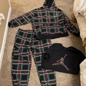 Jordan Black, green and Red Plaid Men’s  Set